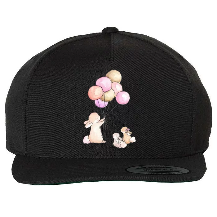 Cute Bunny Rabbit Balloon Wool Snapback Cap