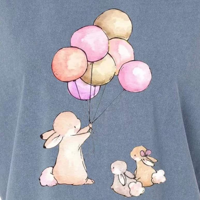 Cute Bunny Rabbit Balloon Garment-Dyed Women's Muscle Tee