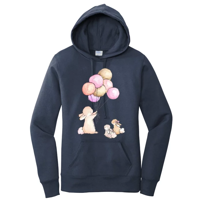 Cute Bunny Rabbit Balloon Women's Pullover Hoodie