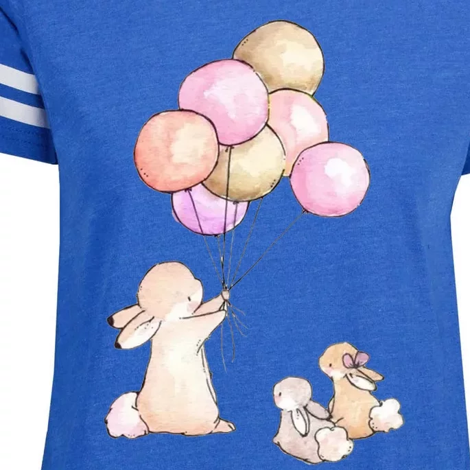 Cute Bunny Rabbit Balloon Enza Ladies Jersey Football T-Shirt