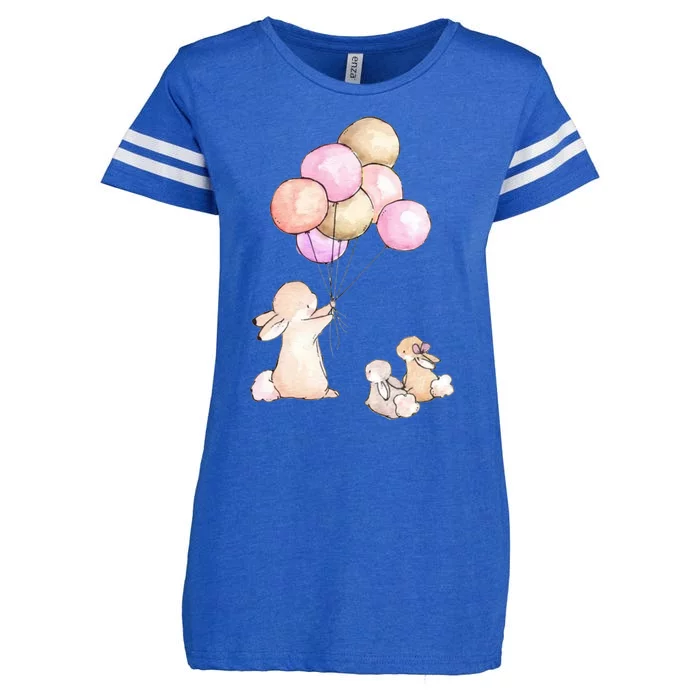 Cute Bunny Rabbit Balloon Enza Ladies Jersey Football T-Shirt