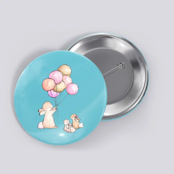 Cute Bunny Rabbit Balloon Button