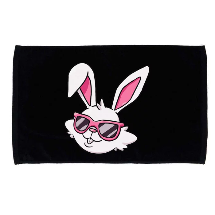 Cute Bunny Rabbit Pink Glasses Funny Easter Gift Microfiber Hand Towel