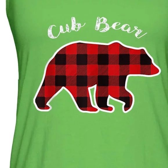 CUB BEAR Red Plaid Christmas Pajama Family Xmas Ladies Essential Flowy Tank