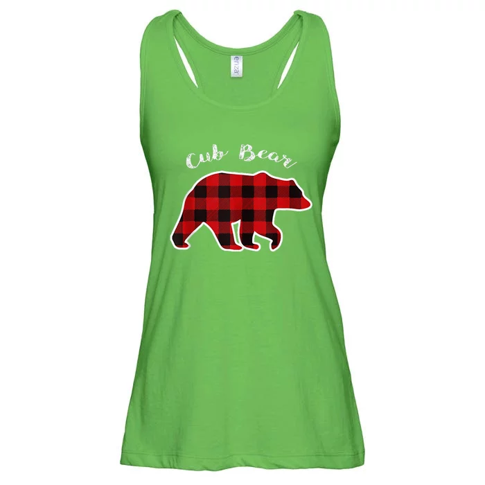 CUB BEAR Red Plaid Christmas Pajama Family Xmas Ladies Essential Flowy Tank