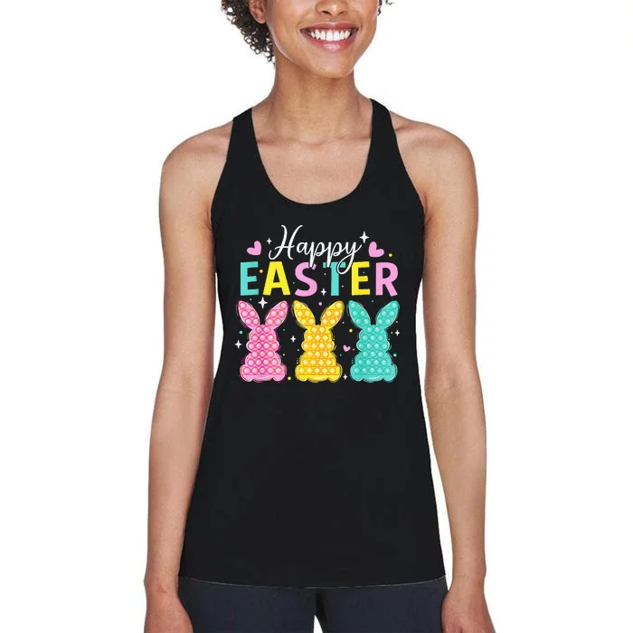 Cute Bunny Rabbit Eggs Hunting Happy Easter Women's Racerback Tank