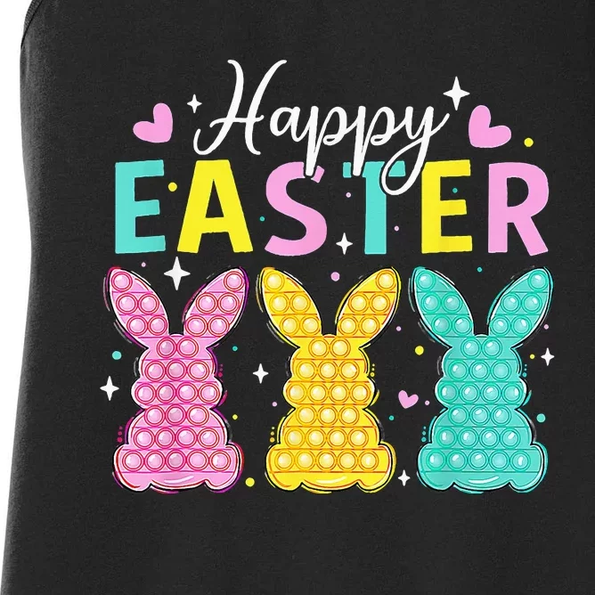 Cute Bunny Rabbit Eggs Hunting Happy Easter Women's Racerback Tank