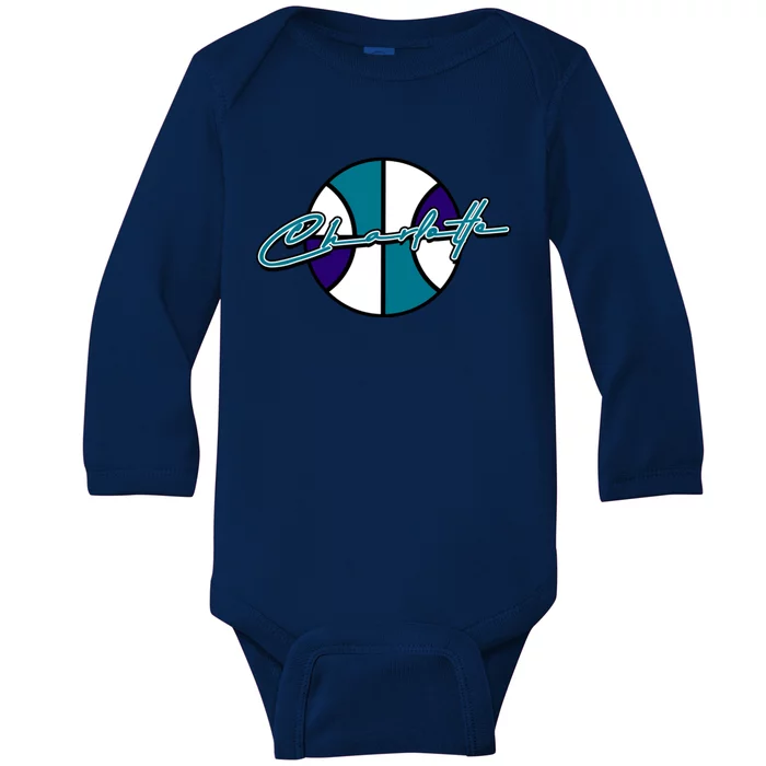 Charlotte Basketball Signature Baby Long Sleeve Bodysuit