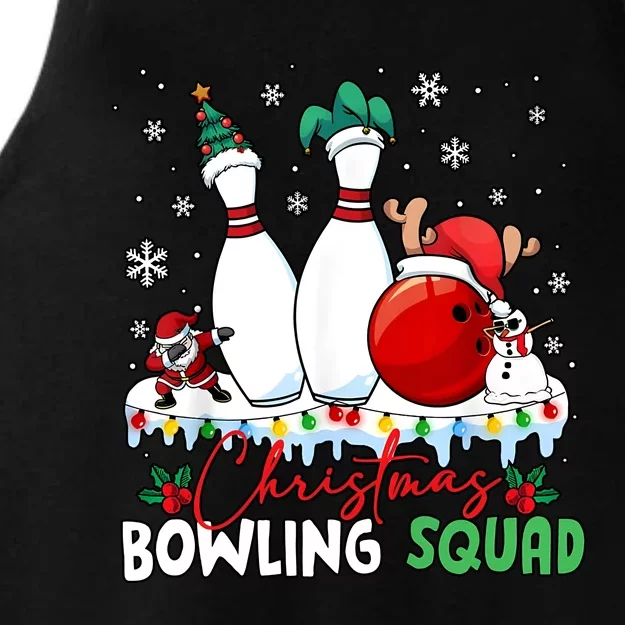 Christmas Bowling Squad Funny Bowling Lover Santa Claus Snowman Ladies Tri-Blend Wicking Tank