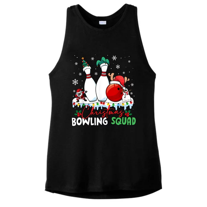 Christmas Bowling Squad Funny Bowling Lover Santa Claus Snowman Ladies Tri-Blend Wicking Tank