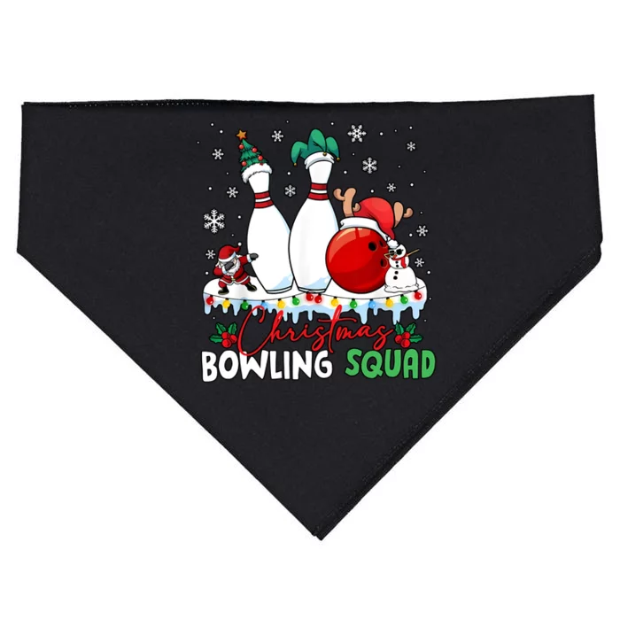 Christmas Bowling Squad Funny Bowling Lover Santa Claus Snowman USA-Made Doggie Bandana