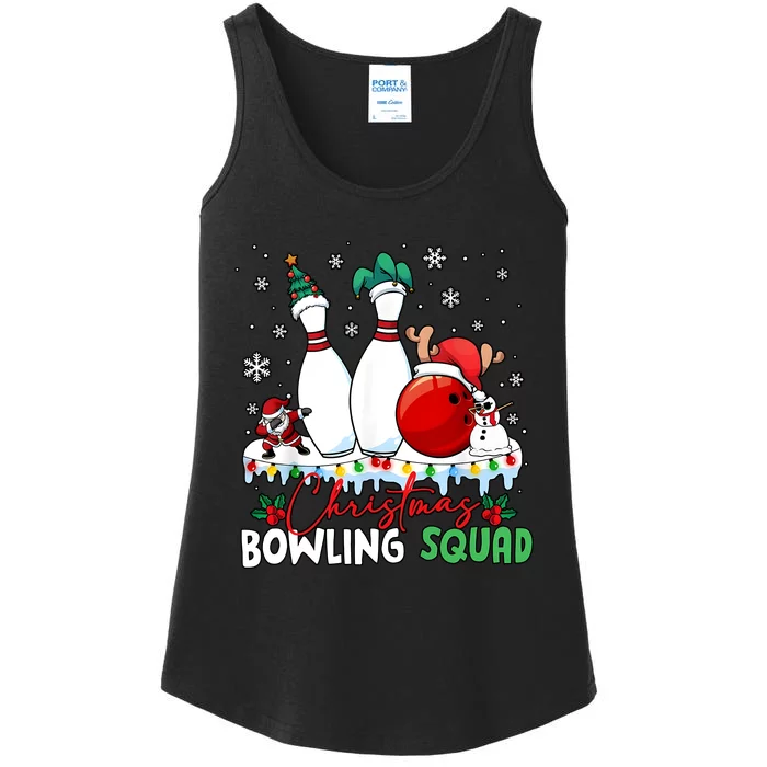 Christmas Bowling Squad Funny Bowling Lover Santa Claus Snowman Ladies Essential Tank