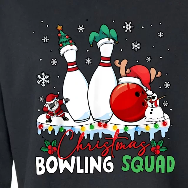 Christmas Bowling Squad Funny Bowling Lover Santa Claus Snowman Cropped Pullover Crew