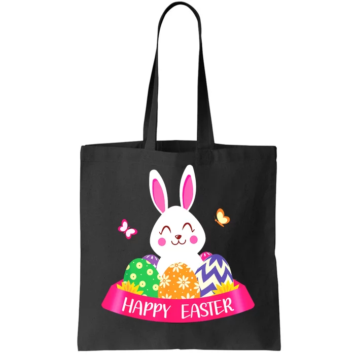 Cute Bunny Spring Hunt Eggs Rabbit Happy Easter Day Tote Bag