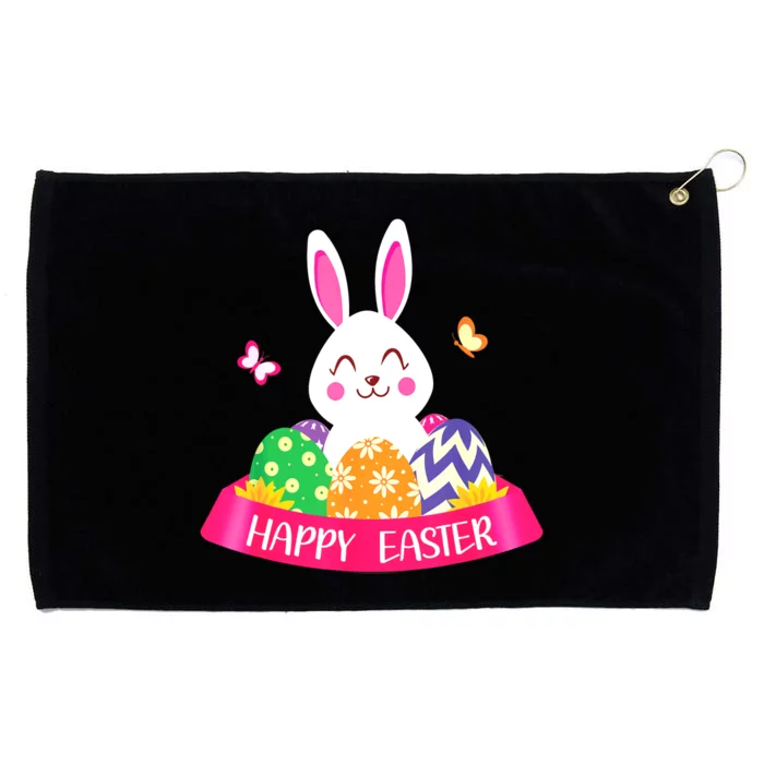 Cute Bunny Spring Hunt Eggs Rabbit Happy Easter Day Grommeted Golf Towel