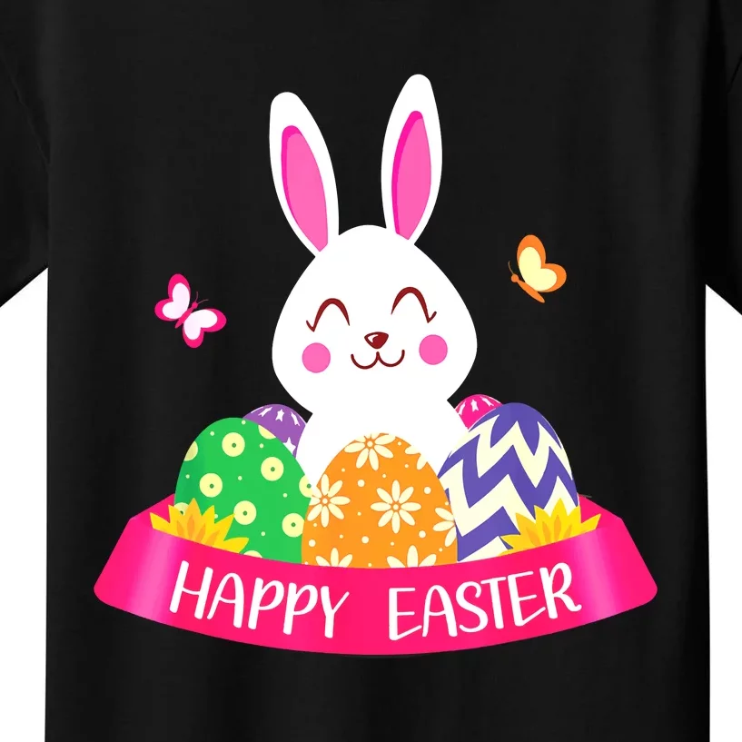 Cute Bunny Spring Hunt Eggs Rabbit Happy Easter Day Kids T-Shirt