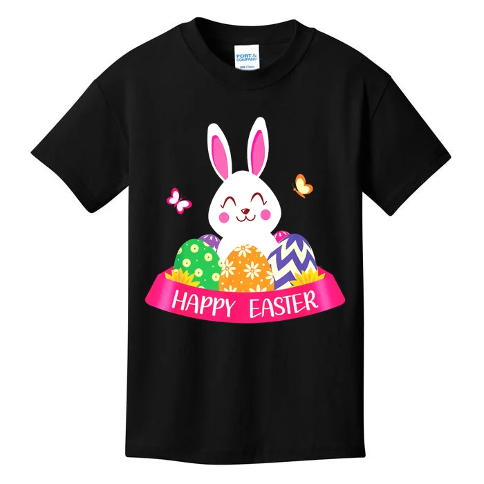 Cute Bunny Spring Hunt Eggs Rabbit Happy Easter Day Kids T-Shirt