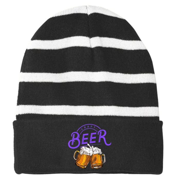 Craft Beer Summer Striped Beanie with Solid Band