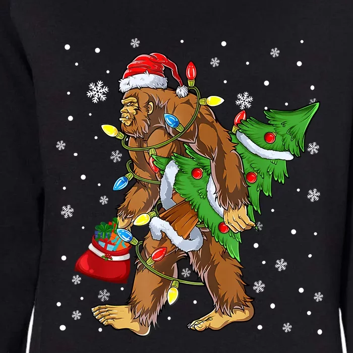 Christmas Bigfoot Santa Hat Tree Lights Xmas Sasquatch Funn Womens California Wash Sweatshirt