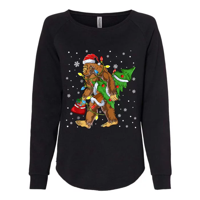 Christmas Bigfoot Santa Hat Tree Lights Xmas Sasquatch Funn Womens California Wash Sweatshirt