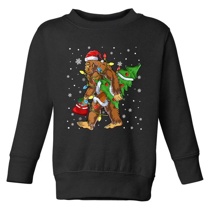 Christmas Bigfoot Santa Hat Tree Lights Xmas Sasquatch Funn Toddler Sweatshirt