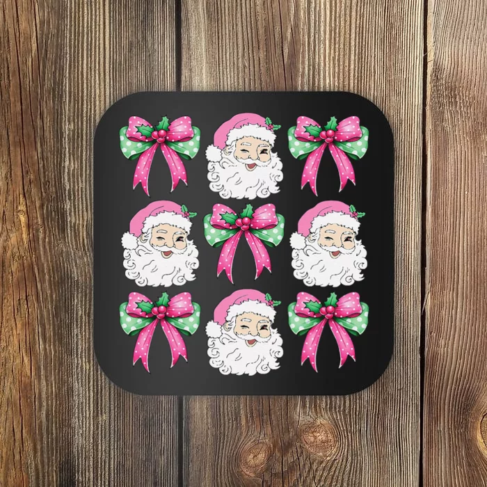 Coquette Bow Santa Claus Merry Christmas Women Xmas Pajamas Coaster