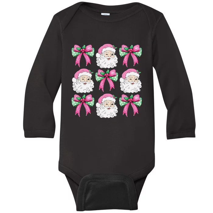 Coquette Bow Santa Claus Merry Christmas Women Xmas Pajamas Baby Long Sleeve Bodysuit