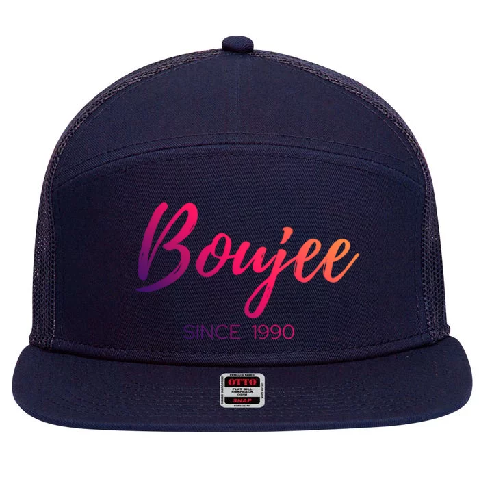 Classy Boujee Since 1990 Gift 7 Panel Mesh Trucker Snapback Hat