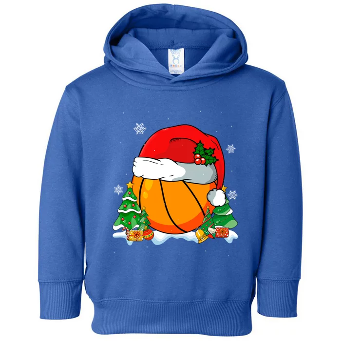 Cool Basketball Santa Hat Christmas Tree Basketball Lover Gift Toddler Hoodie