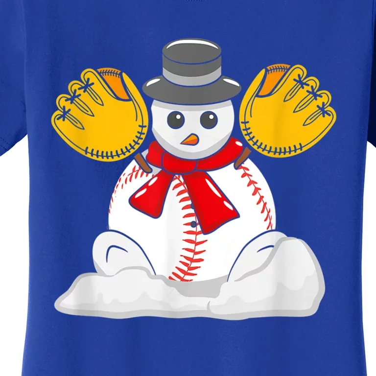 Christmas Baseball Snow Cute For Xmas Baseball Lover Cool Gift Women's T-Shirt