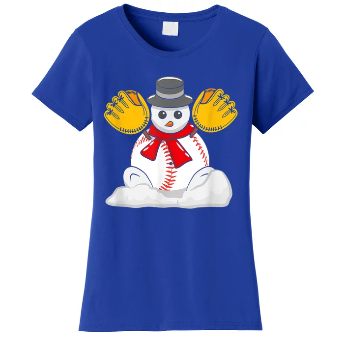 Christmas Baseball Snow Cute For Xmas Baseball Lover Cool Gift Women's T-Shirt