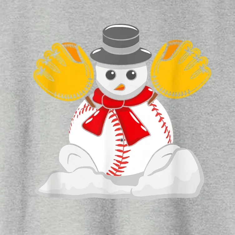 Christmas Baseball Snow Cute For Xmas Baseball Lover Cool Gift Women's Crop Top Tee