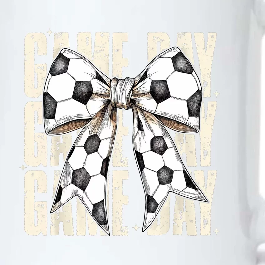 Coquette Bow Soccer Funny Game Day Soccer Black Color Changing Mug