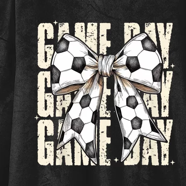 Coquette Bow Soccer Funny Game Day Soccer Hooded Wearable Blanket