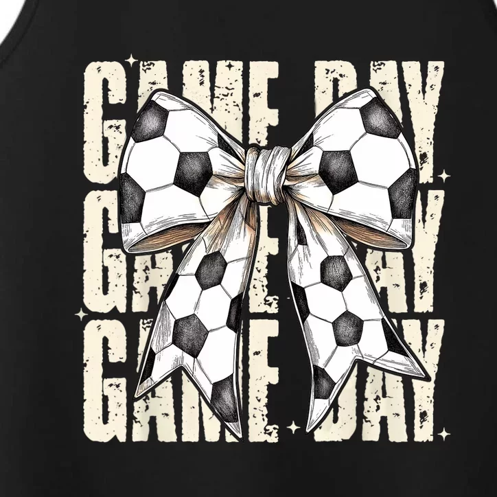 Coquette Bow Soccer Funny Game Day Soccer Performance Tank