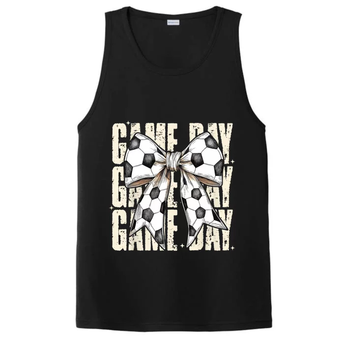 Coquette Bow Soccer Funny Game Day Soccer Performance Tank