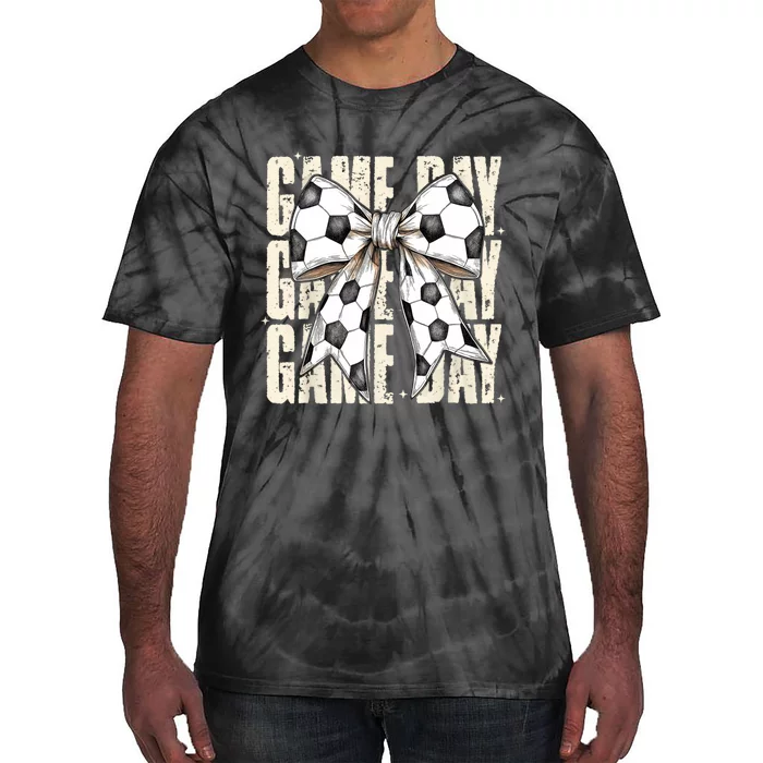 Coquette Bow Soccer Funny Game Day Soccer Tie-Dye T-Shirt