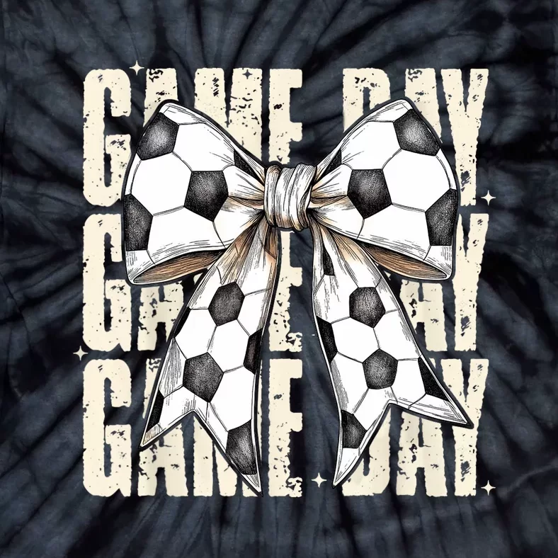 Coquette Bow Soccer Funny Game Day Soccer Tie-Dye T-Shirt