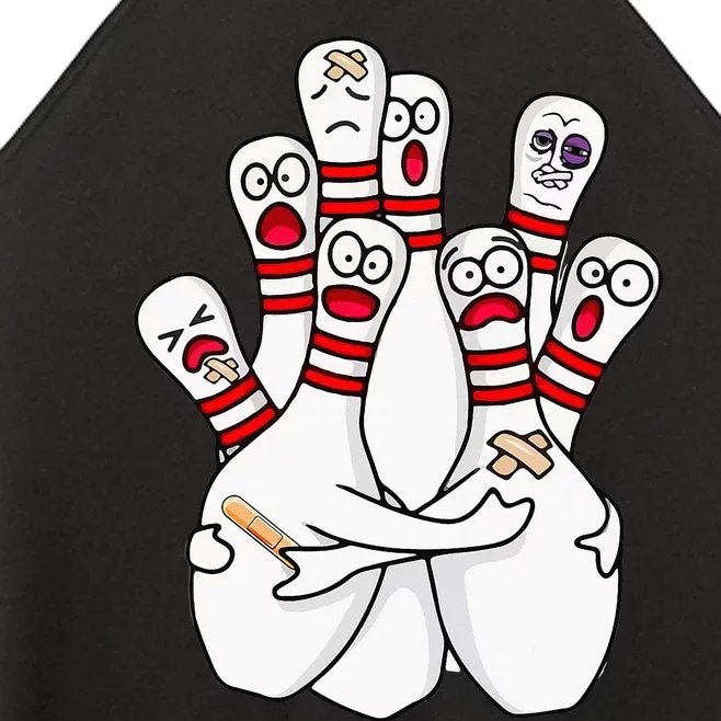 Cartoon Bowling Scared Bowling Pins Funny Sport Bowler Women’s Perfect Tri Rocker Tank