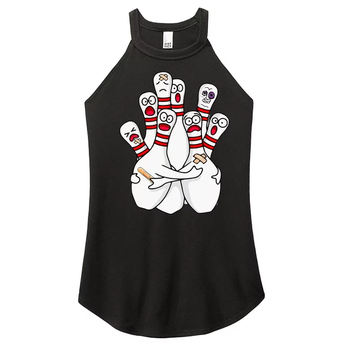 Cartoon Bowling Scared Bowling Pins Funny Sport Bowler Women’s Perfect Tri Rocker Tank