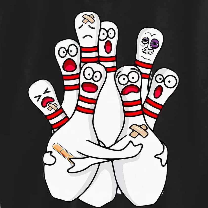 Cartoon Bowling Scared Bowling Pins Funny Sport Bowler Kids Sweatshirt