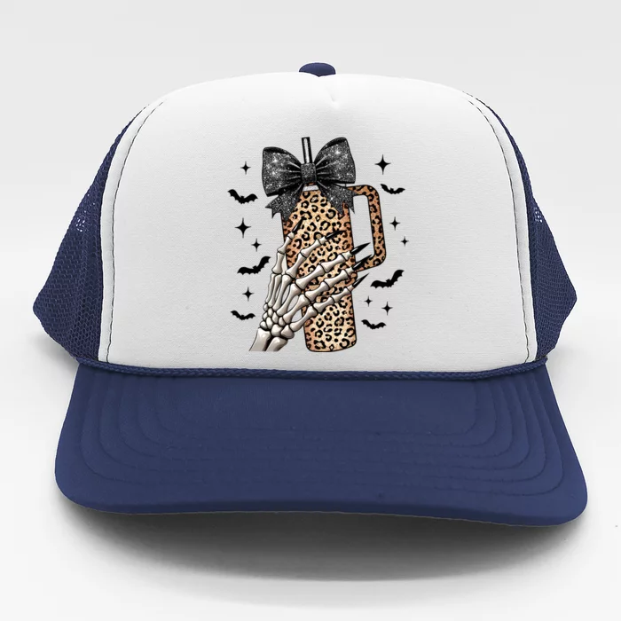 Coquette Bow Skeleton Bougie Trucker Hat