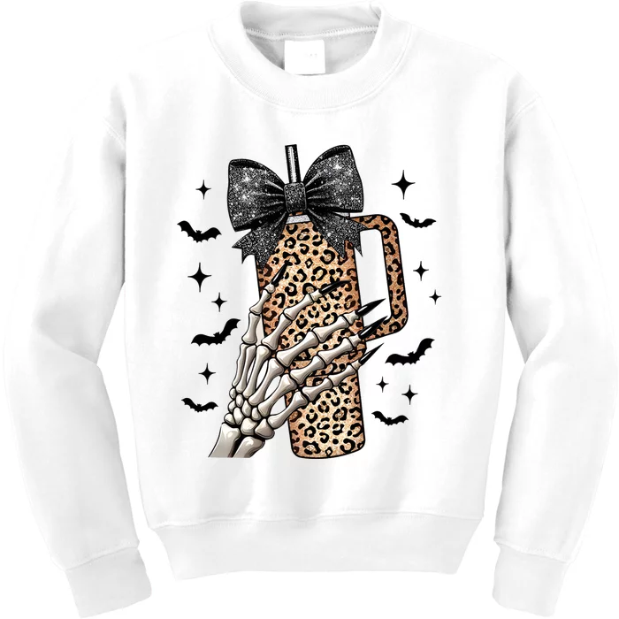 Coquette Bow Skeleton Bougie Kids Sweatshirt