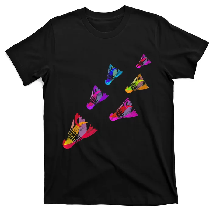 Colorful Badminton Shuttlecock Art Sports T-Shirt