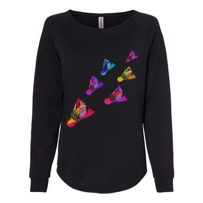 Colorful Badminton Shuttlecock Art Sports Womens California Wash Sweatshirt