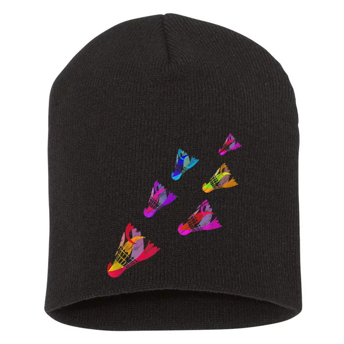 Colorful Badminton Shuttlecock Art Sports Short Acrylic Beanie