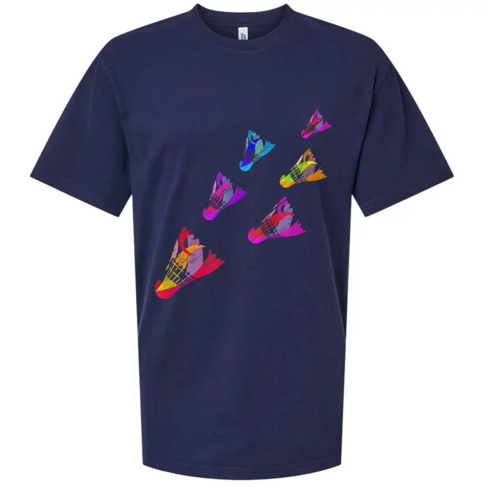 Colorful Badminton Shuttlecock Art Sports Sueded Cloud Jersey T-Shirt