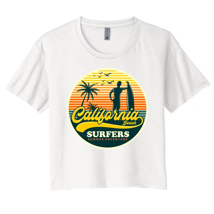 California Beach Surfers Summer Women's Crop Top Tee