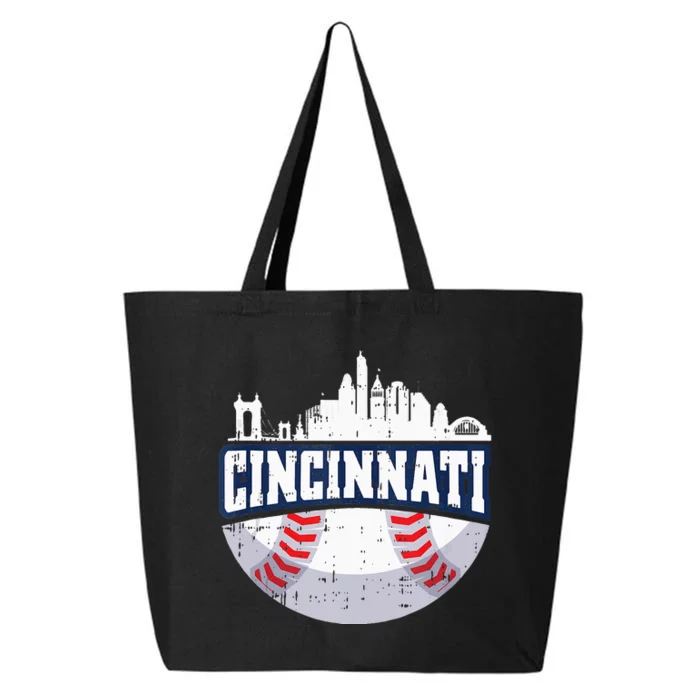 Cincinnati Baseball Skyline Ohio Baseball Player Gift 25L Jumbo Tote