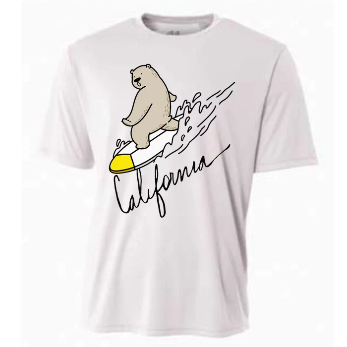 Cute Bear Surfing Tee California Bear State Flag Cali Love Cooling Performance Crew T-Shirt